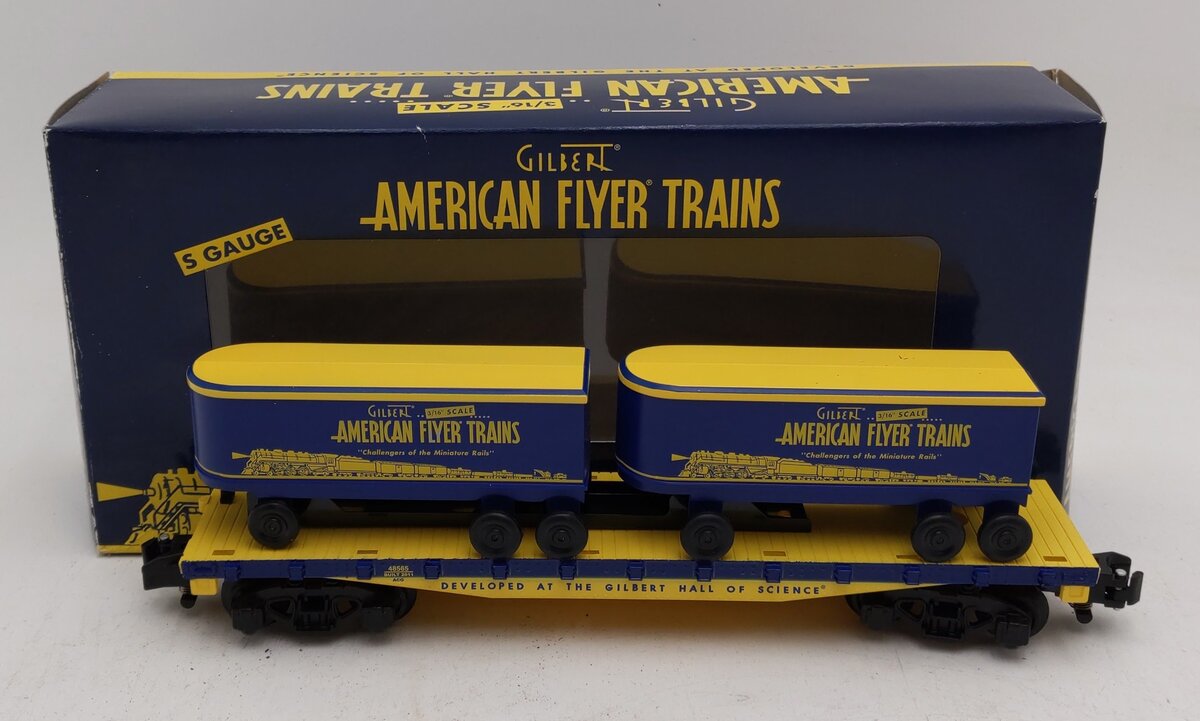 American Flyer 6-48565 S Scale Commemorative Flatcar w/Piggyback Trailers VG/Box