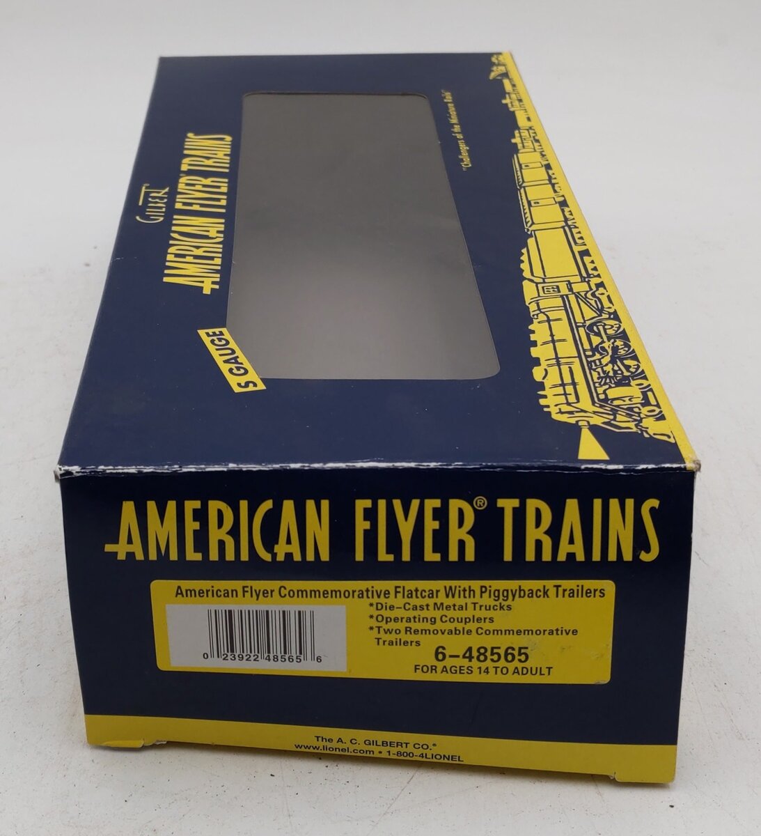 American Flyer 6-48565 S Scale Commemorative Flatcar w/Piggyback Trailers VG/Box