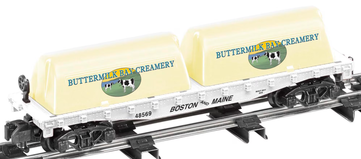 American Flyer 6-48569 S Scale Buttermilk Bay Flatcar w/Milk Containers #48569 NIB