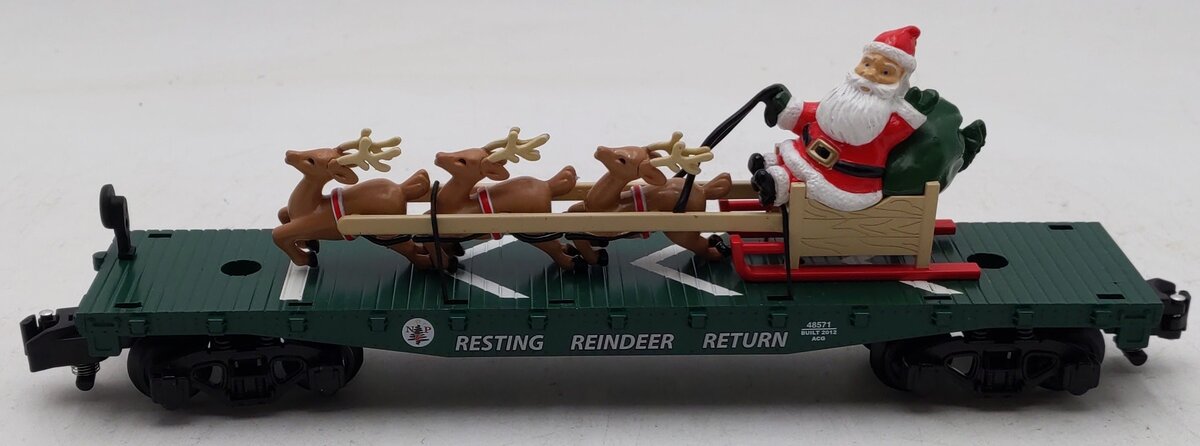 American Flyer 6-48571 S Scale Christmas Flatcar w/Santa’s Sleigh & Reindeer LN/Box