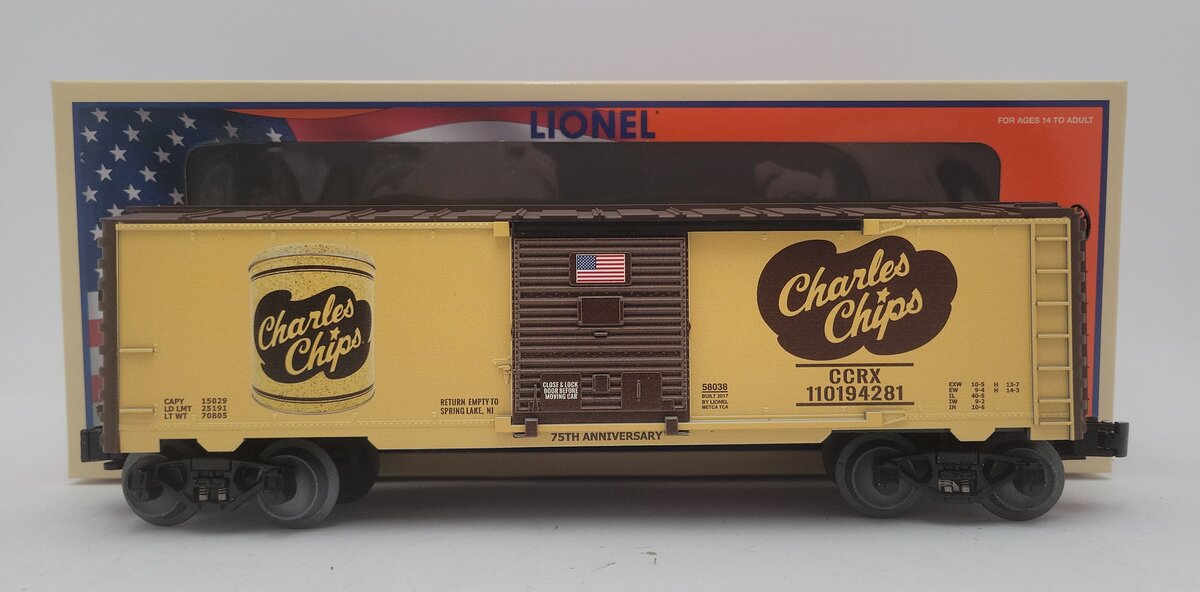 Lionel 6-58038 O Gauge METCA Exclusive Charles Chips 75th Ann. Boxcar #110194281 LN/Box