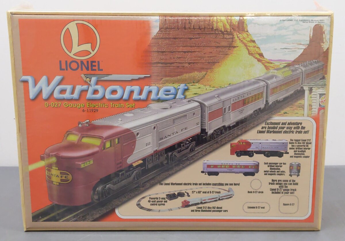 Lionel 6-11929 Santa Fe Warbonnet O Gauge Diesel Passenger Train Set MT/Box