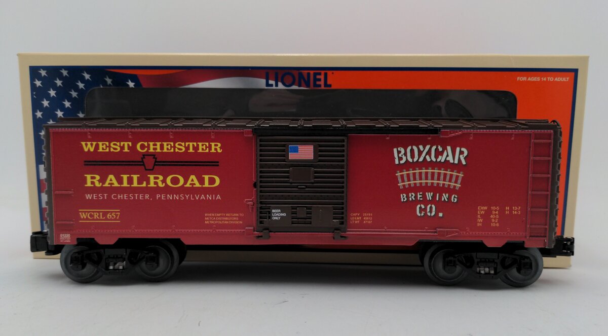 Lionel 2101220 O Gauge West Chester Boxcar Bewing Co. Boxcar #657 LN/Box