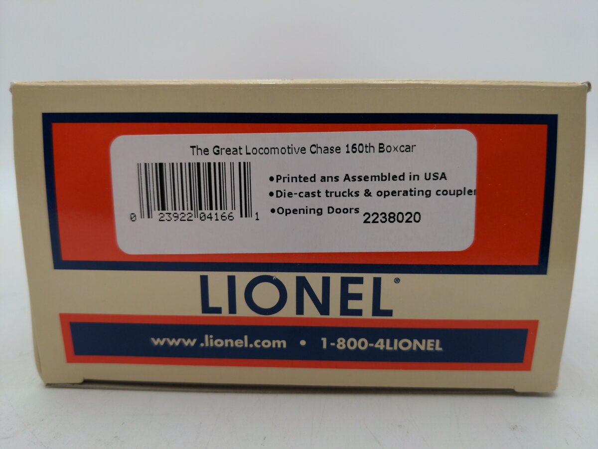 Lionel 2238020 O The Great Locomotive Chase 160th Anniversary Boxcar LN/Box