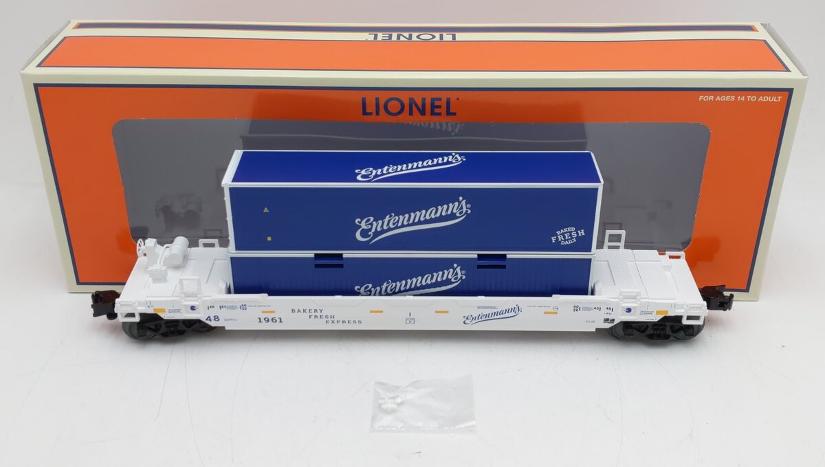 Lionel 2301441 O Gauge METCA Entenmann's Maxistack Stack car w/Containers #1961 LN/Box