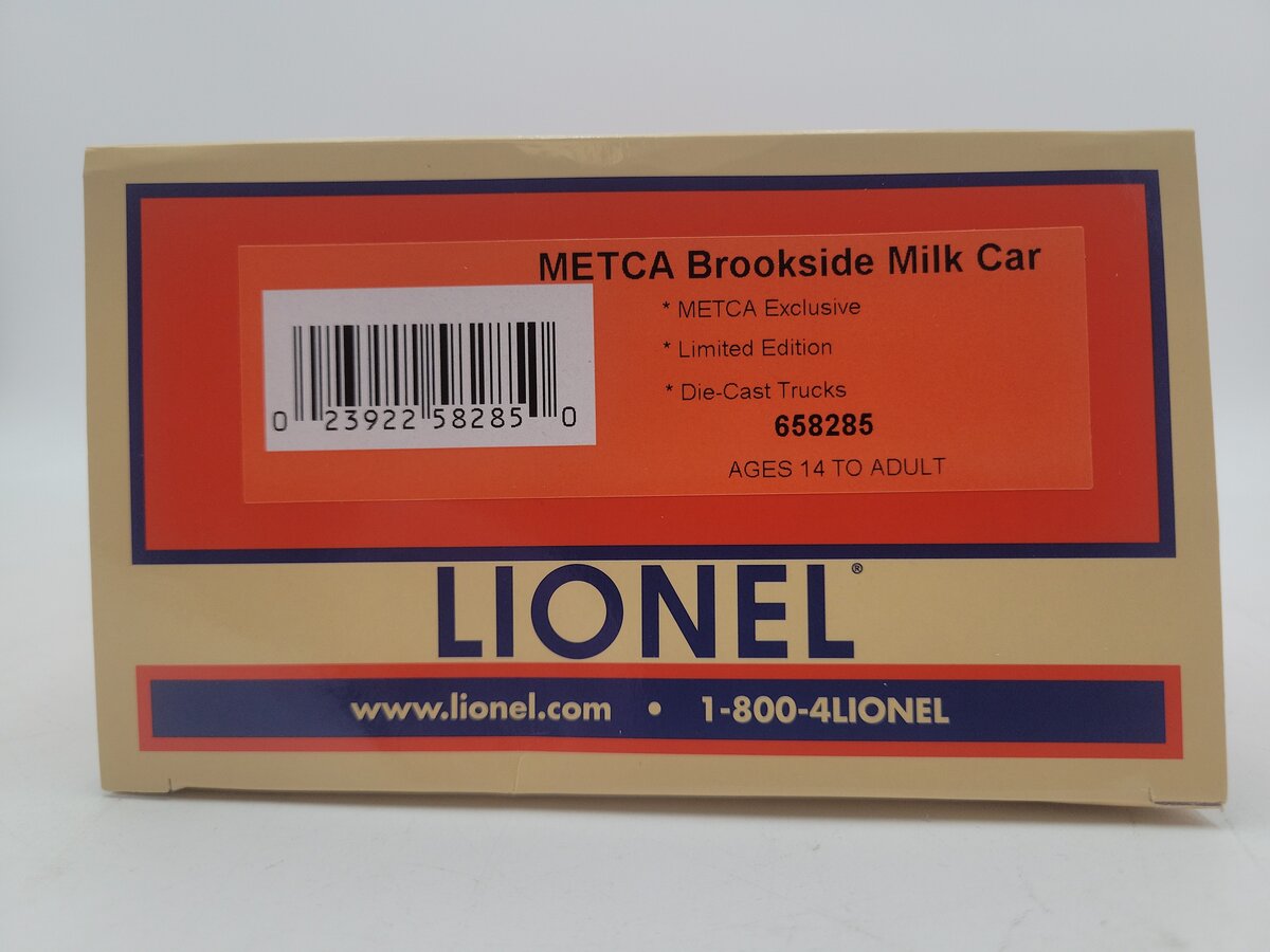 Lionel 6-58285 O Scale METCA Brookside Milk Car EX/Box