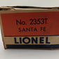 Lionel 2353T Vintage O Santa Fe F-3 A Non-Powered Dummy Diesel Locomotive/Box