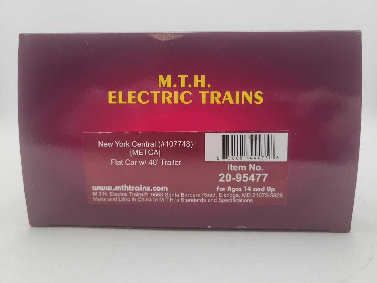 MTH 20-95477 New York Central Flatcar w/ 40' Trailer #107748 LN/Box