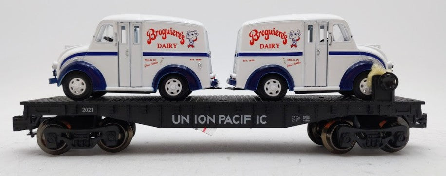 TCA O Union Pacific Flat Car w/ Diecast Broguiere's Dairy Divco Milk Vans #2021 LN
