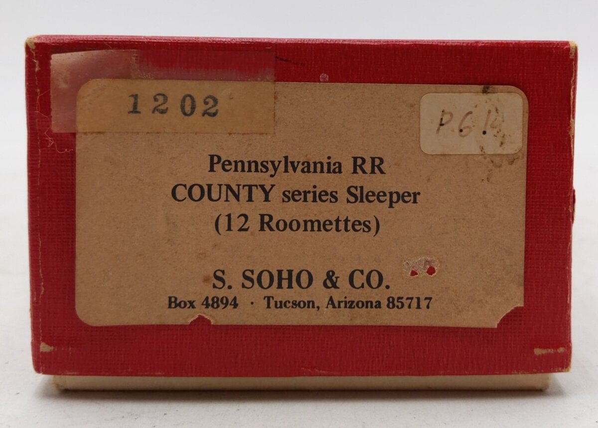 S. Soho & Co. 1202 HO Brass Pennsylvania RR County Series Sleeper EX/Box
