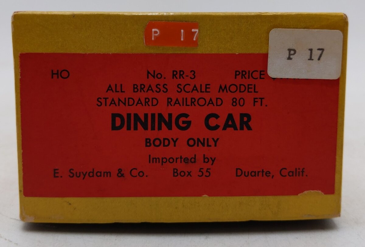 E. Suydam & Co RR-3 BRASS HO Scale Passenger Dining Car Kit EX/Box