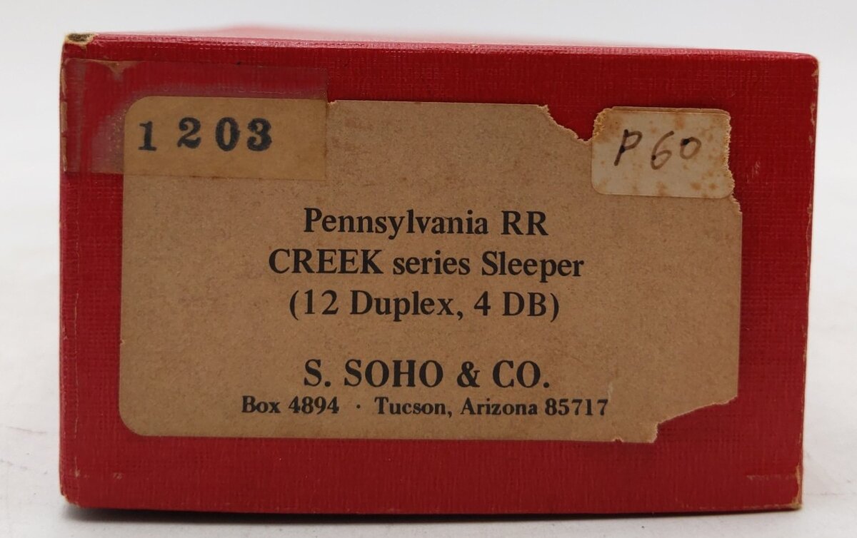 Soho 1203 HO Pennsylvania Railroad Creek Series Sleeper Car - unpainted EX/Box