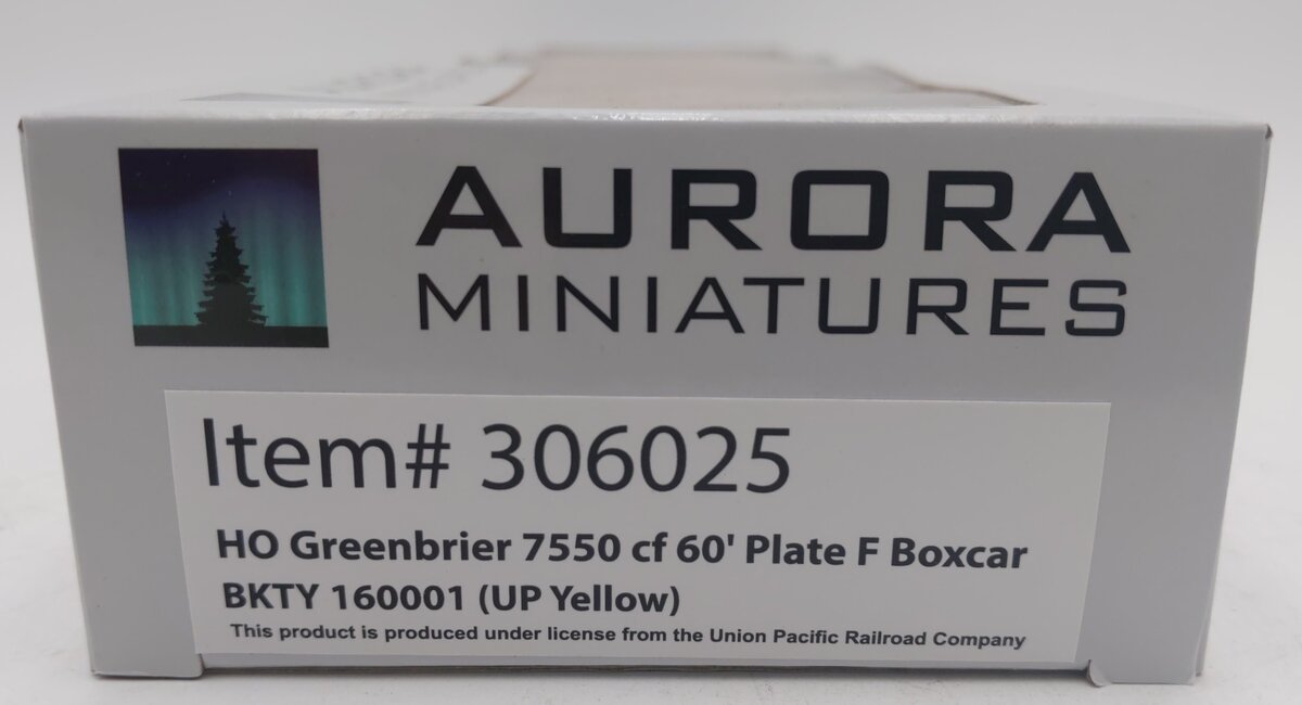 Aurora Miniatures 306025 HO Union Pacific 7550 cf 60' Plate f Boxcar #160001 NIB