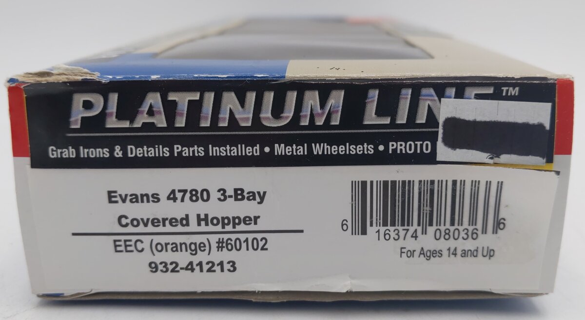 Walthers 932-41213 HO Scale EEC Evans 4780 3-Bay Covered Hopper Car #60102 EX/Box