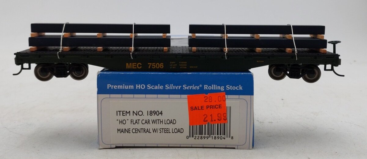 Bachmann 18904 HO Miane Central 50' Flatcar w/Steel Beam Load #7506