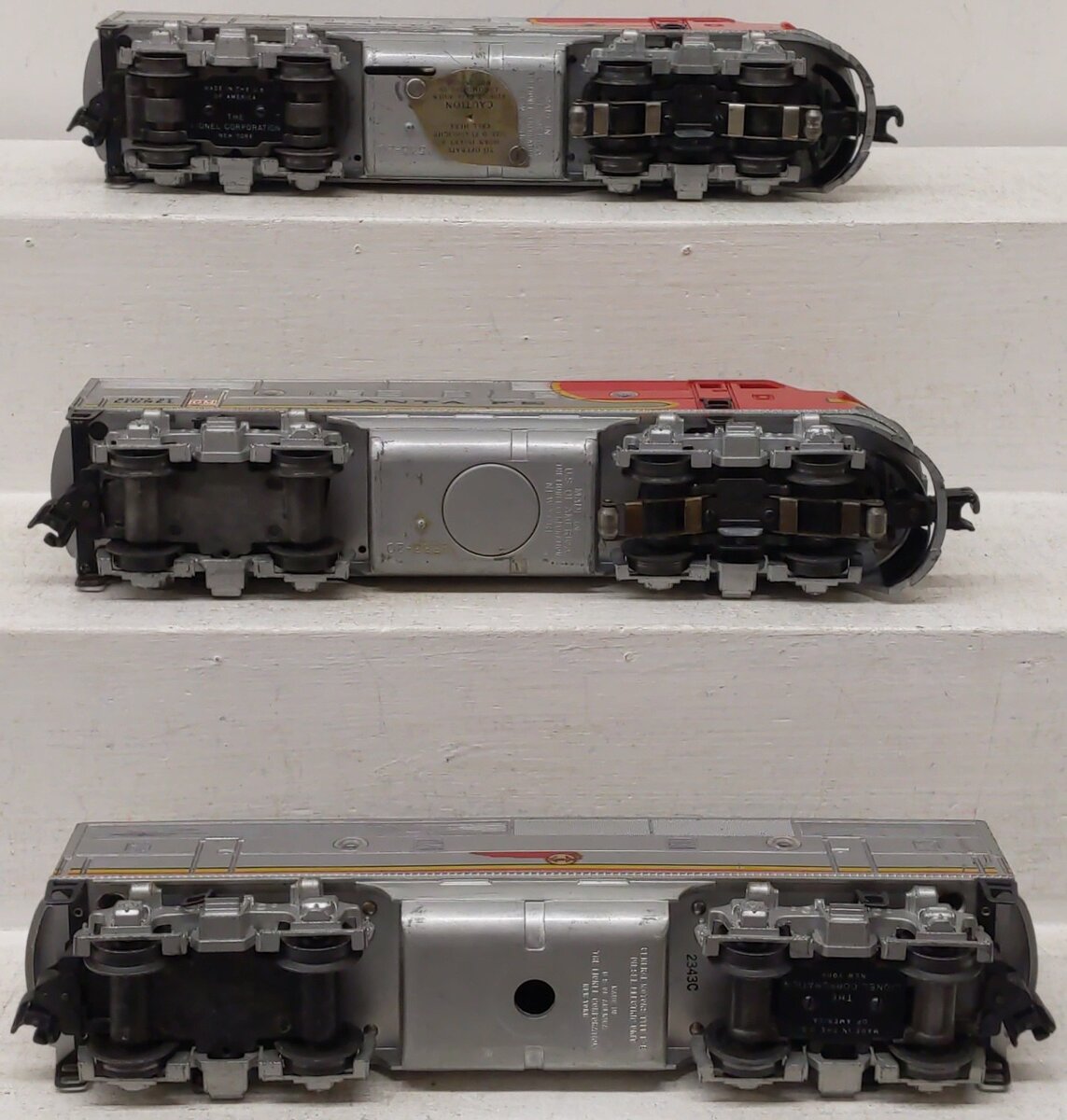 Lionel 2343 Vintage O Santa Fe F3 ABA Diesel Locomotive Set VG