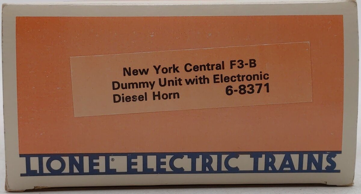 Lionel 6-8371 NYC F-3 B Unit Non-Powered Diesel Locomotive with Horn EX/Box