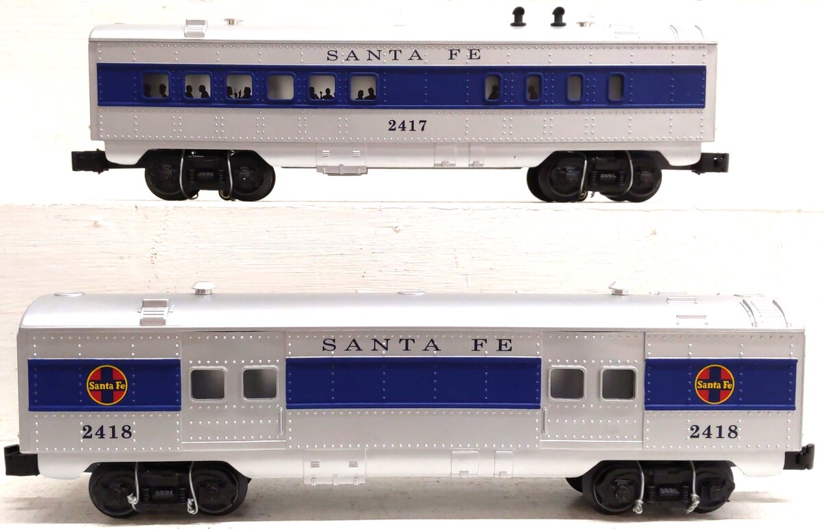 Lionel 6-27772 O Santa Fe Streamlined Blue Stripe Passenger Cars (Set of 2) EX/Box