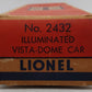Lionel 2432 Vintage O Lionel Lines Clifton Illuminated Vista Dome Car EX/Box