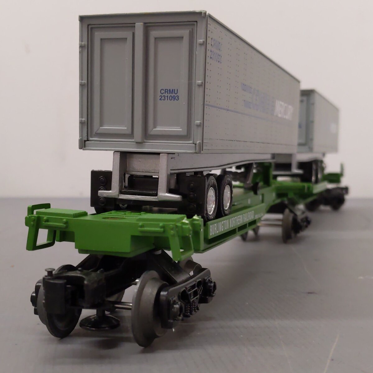 Lionel 6-52041 O Gauge LOTS 1994 Burlington Northern TTUX Flat Car with Trailers EX/Box