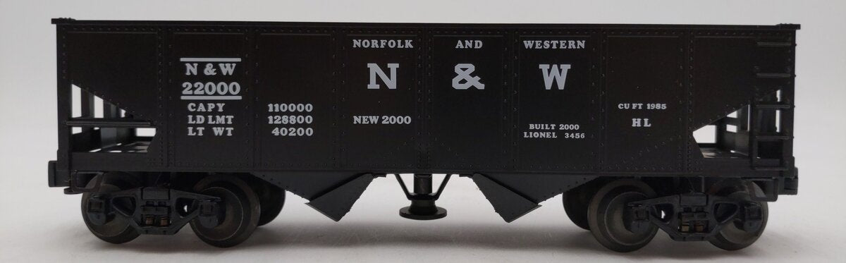 Lionel 6-19885 O Norfolk & Western Operating 2-Bay Hopper #22000 with Coal Load LN/Box