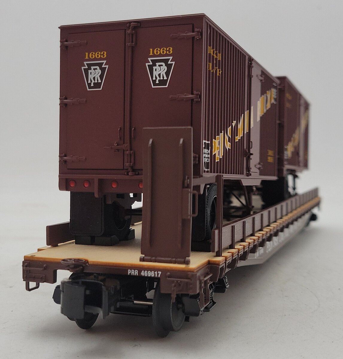 Lionel 6-17582 O Gauge Pennsylvania PS-4 Flatcars w/ Piggyback Trailer #469617 EX/Box