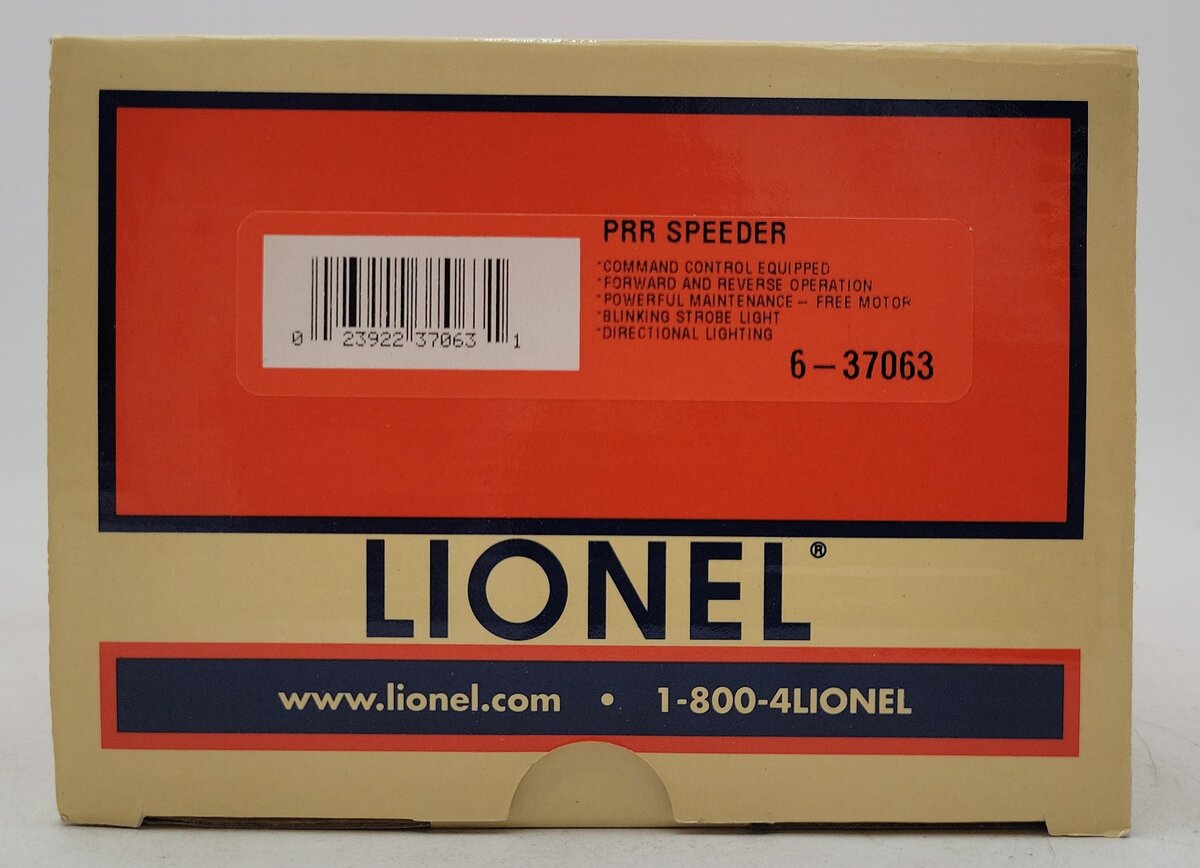 Lionel 6-37063 O Gauge Pennsylvania Speeder Motorized Unit EX/Box