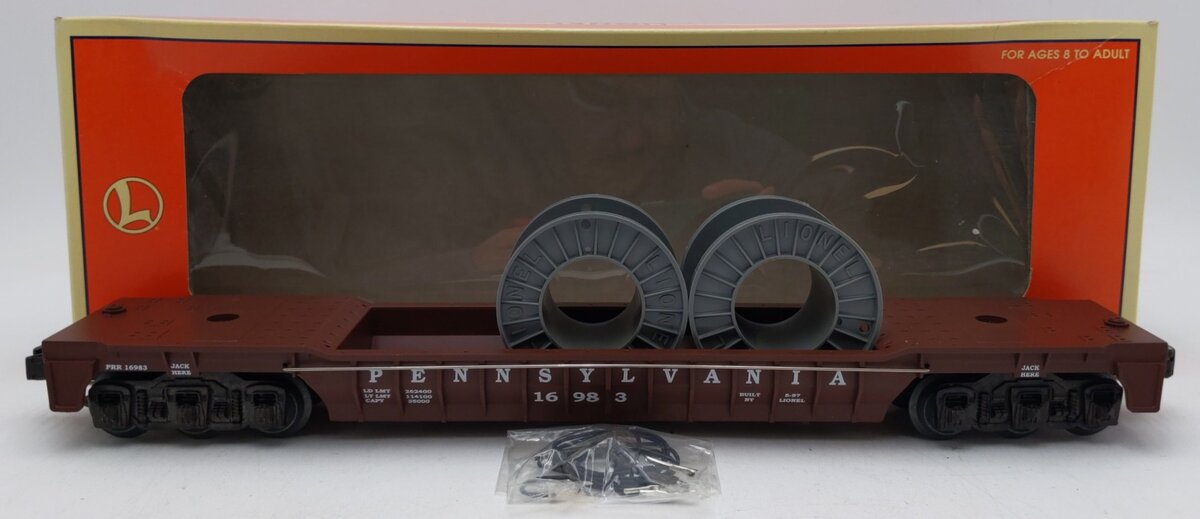 Lionel 6-16983 O Gauge Pennsylvania F-9 Well Car w/Cable Reels NIB
