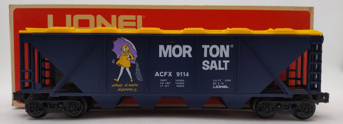 Lionel 6-9114 O Gauge Morton Salt Covered 4-Bay Hopper EX/Box