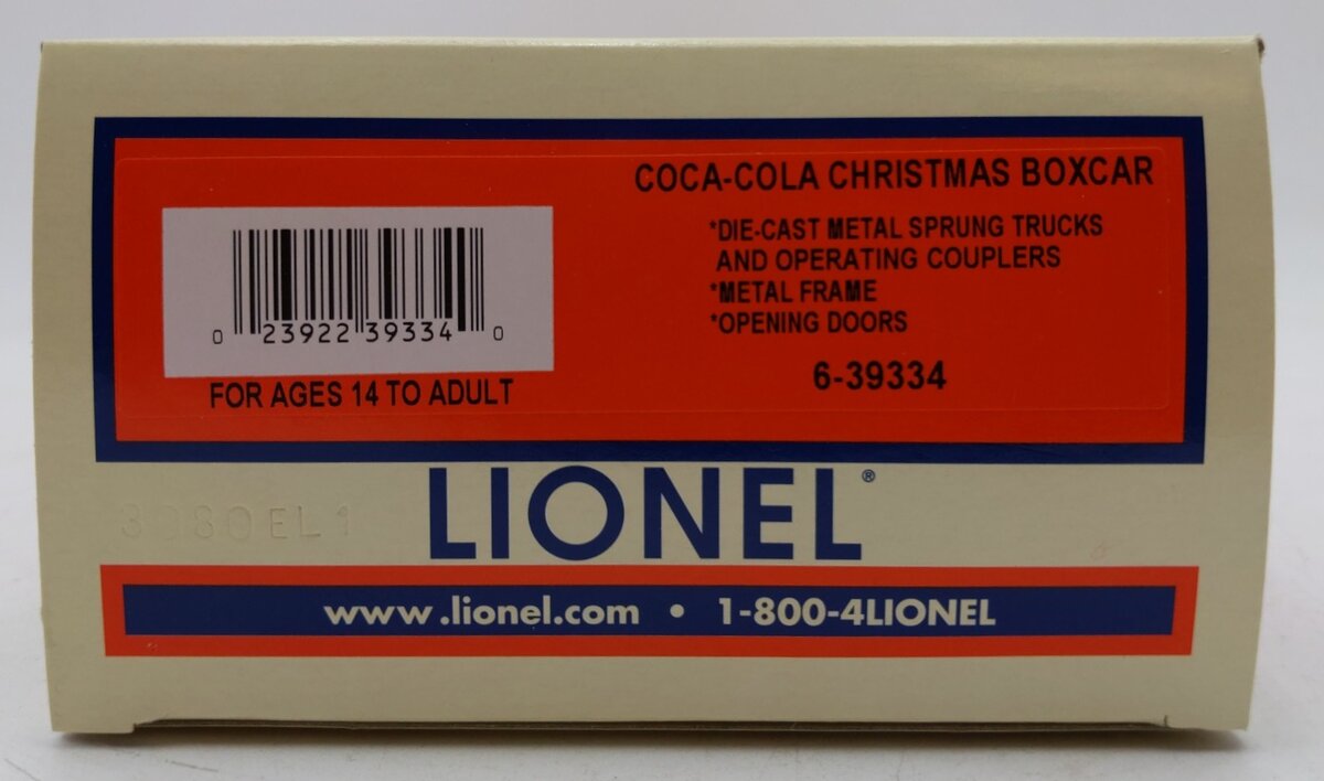 Lionel 6-39334 O Gauge COCA-COLA Christmas Boxcar LN/Box