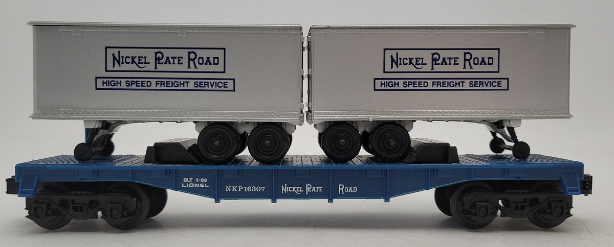 Lionel 6-16307 O Gauge Nickel Plate Road Flatcar with Trailers EX/Box