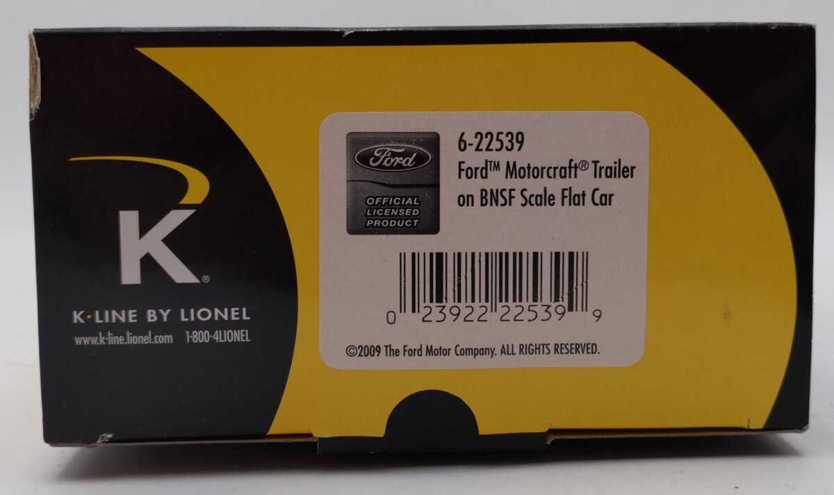 K-Line 6-22539 O Gauge Ford Motorcraft Trailer w/BNSF Scale Flat Car #922267 LN/Box