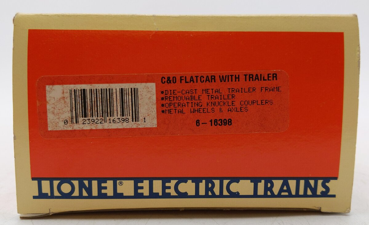 Lionel 6-16398 Chesapeake & Ohio Flatcar w/ C&O Trailer EX/Box