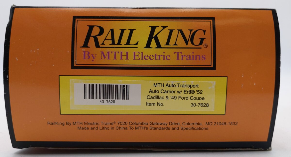 MTH 30-7628 O Gauge Auto Carrier Flatcar with 4 Ertl Cars #4952 EX/Box