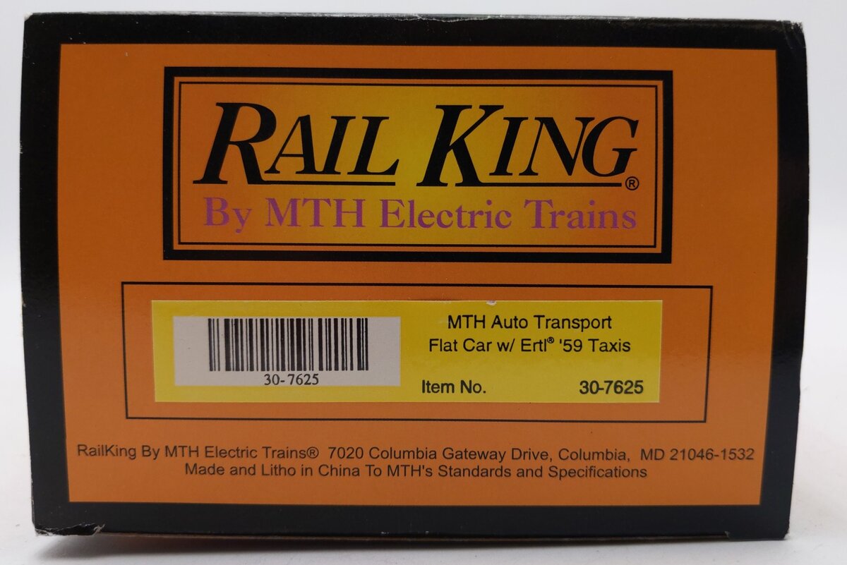 MTH 30-7625 O Gauge MTH Auto Transport Flatcar w/ Ertl Checker Cabs #1959 LN/Box