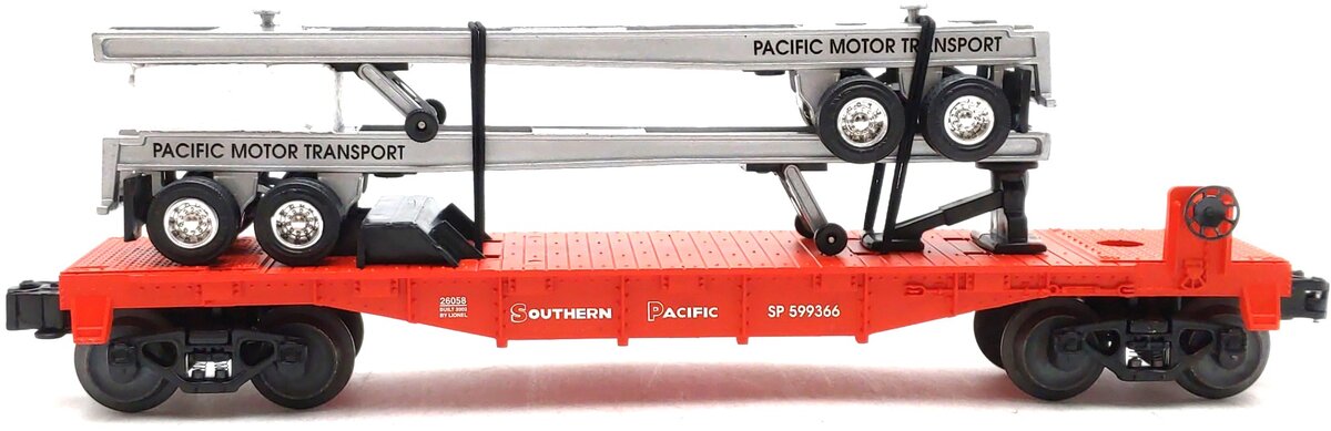 Lionel 6-26058 O Gauge Southern Pacific Flatcar w/Trailer Frames LN/Box
