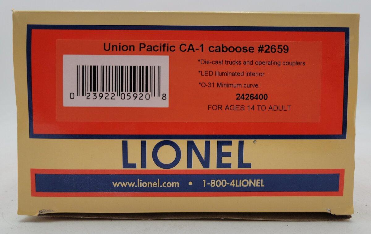 Lionel 2426400 O Union Pacific WWII Class CA-1 Wood Caboose #2659 EX/Box