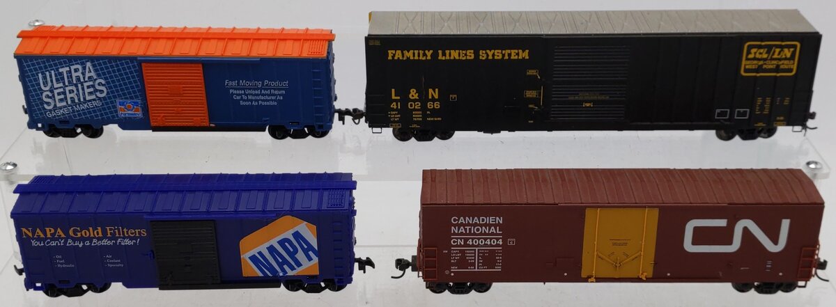 HO Scale Assorted Boxcars [4] VG