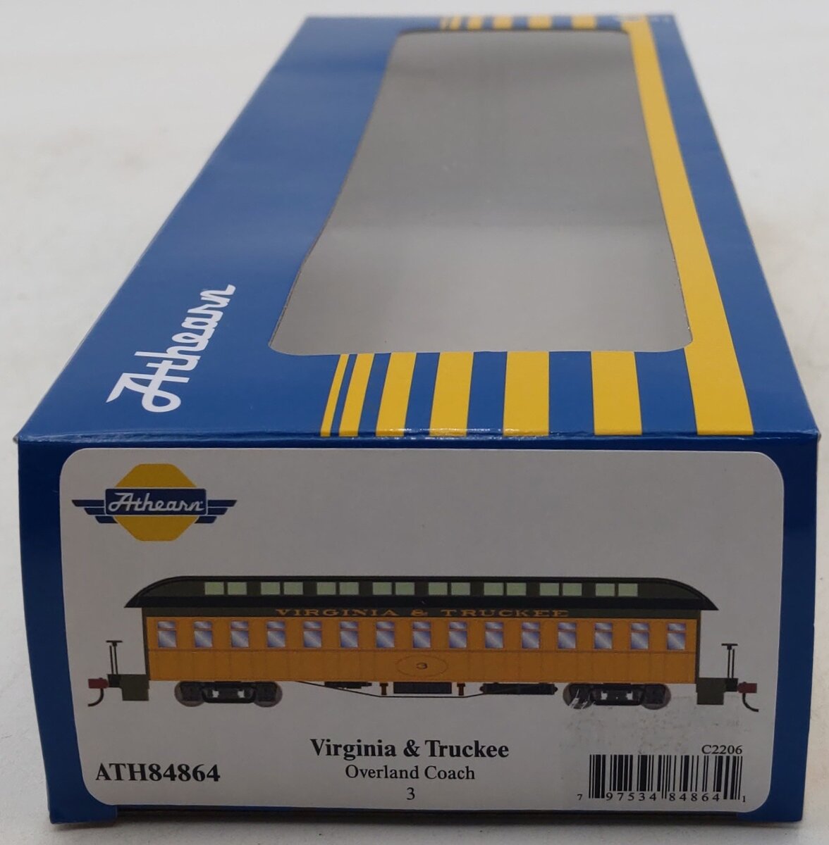 Athearn 84864 HO Virginia & Truckee 50' Old Time Overland Coach #3 NIB