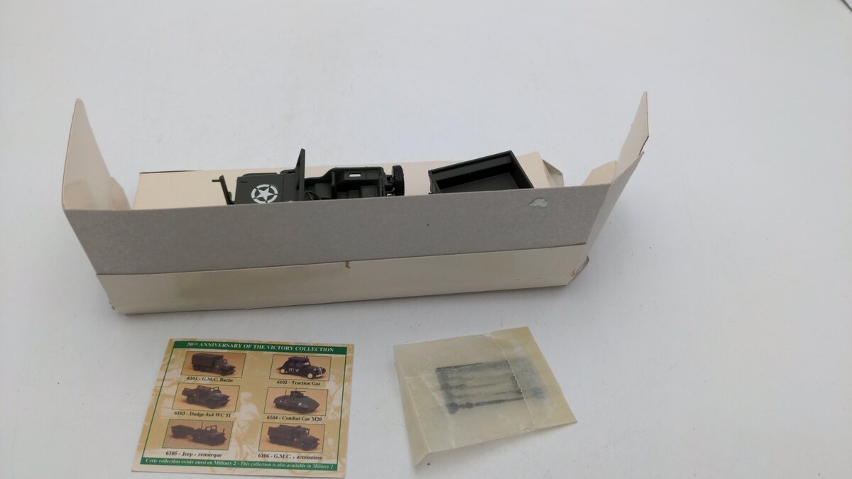 Solido 6105 1:50 Scale Military I US Army Jeep Pare-Cable + Remorque Die Cast EX/Box