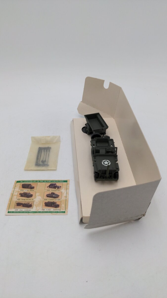 Solido 6105 1:50 Scale Military I US Army Jeep Pare-Cable + Remorque Die Cast EX/Box