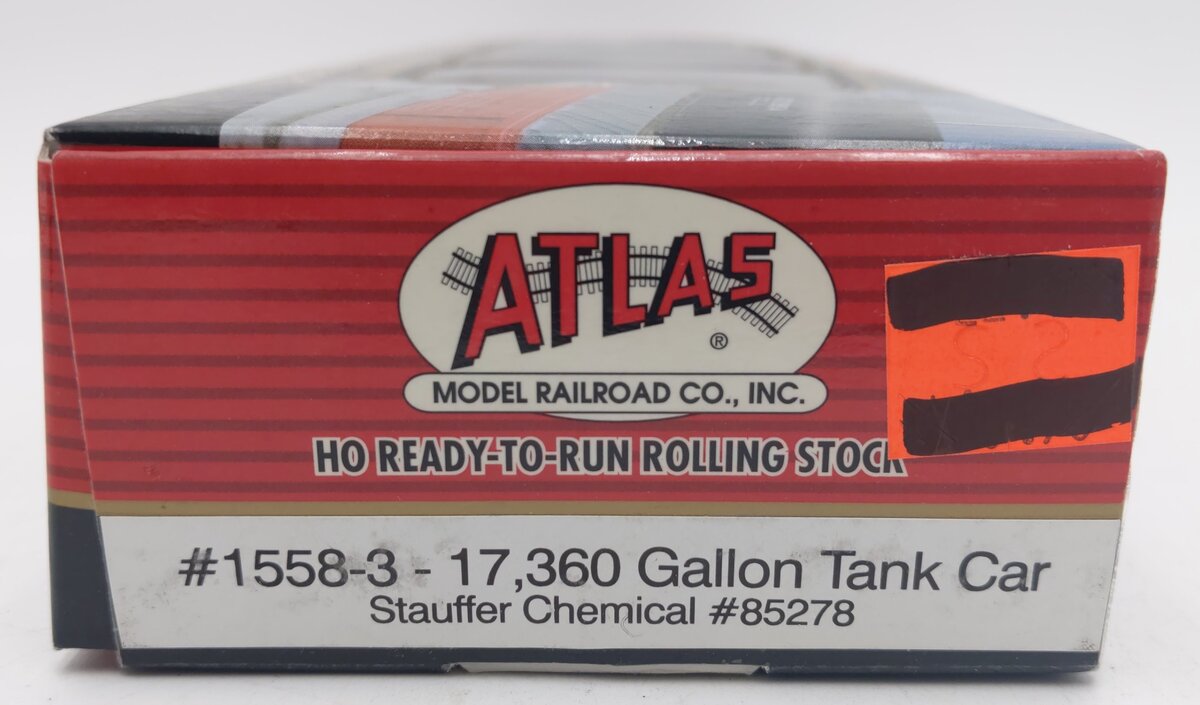 Atlas 1558-3 HO Scale Stauffer Chemical 17,360 Gallon Tank Car #85278 LN/Box