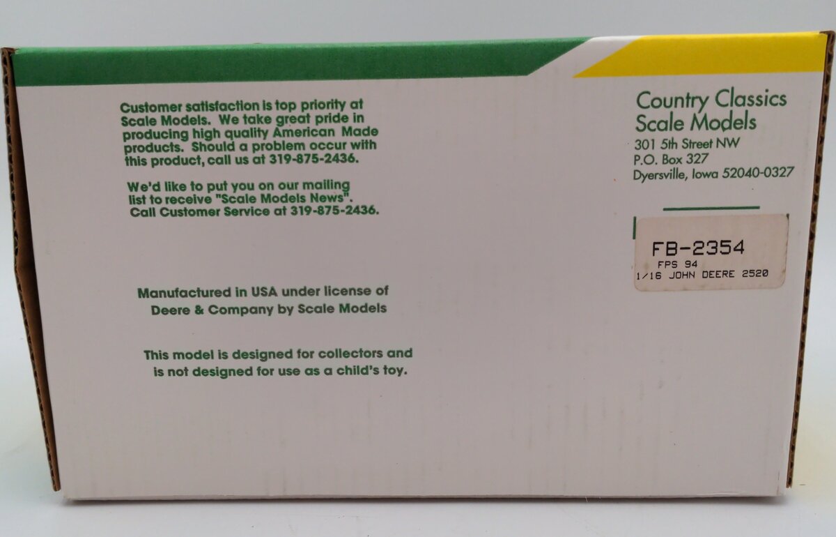 Scale Models FB-2354 1/16 1994 Farm Progress Show John Deere 2520 Tractor LN/Box