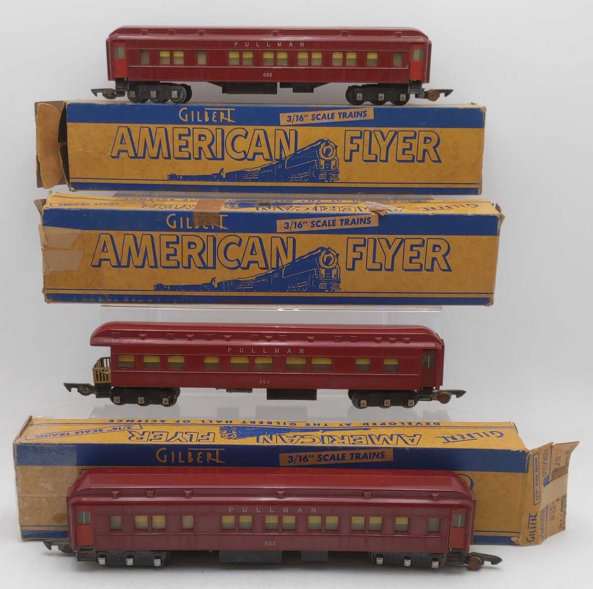 American Flyer S Post-War Passenger Cars: 652, 654 [3] VG/Box