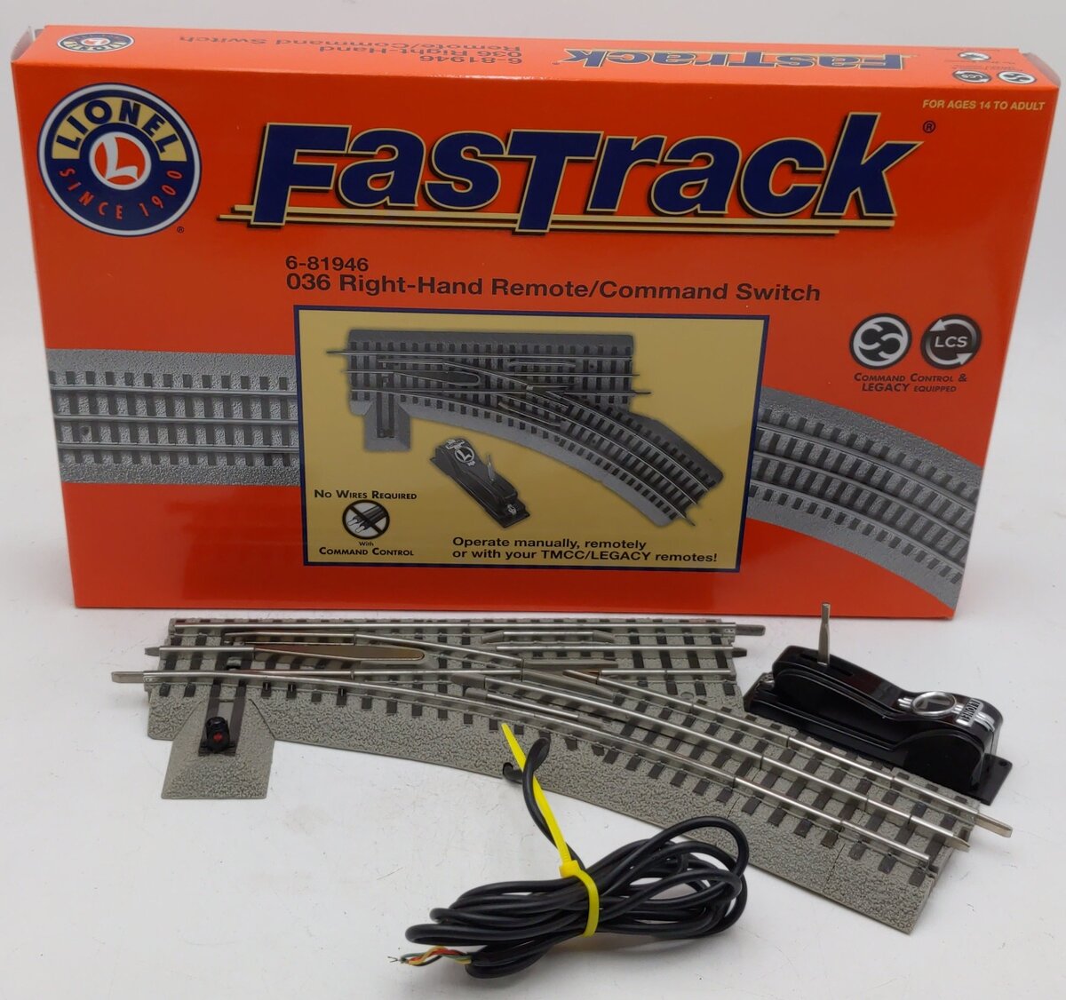 Lionel 6-81946 O-36 Remote Right Hand FasTrack Command Switch Turnout EX/Box