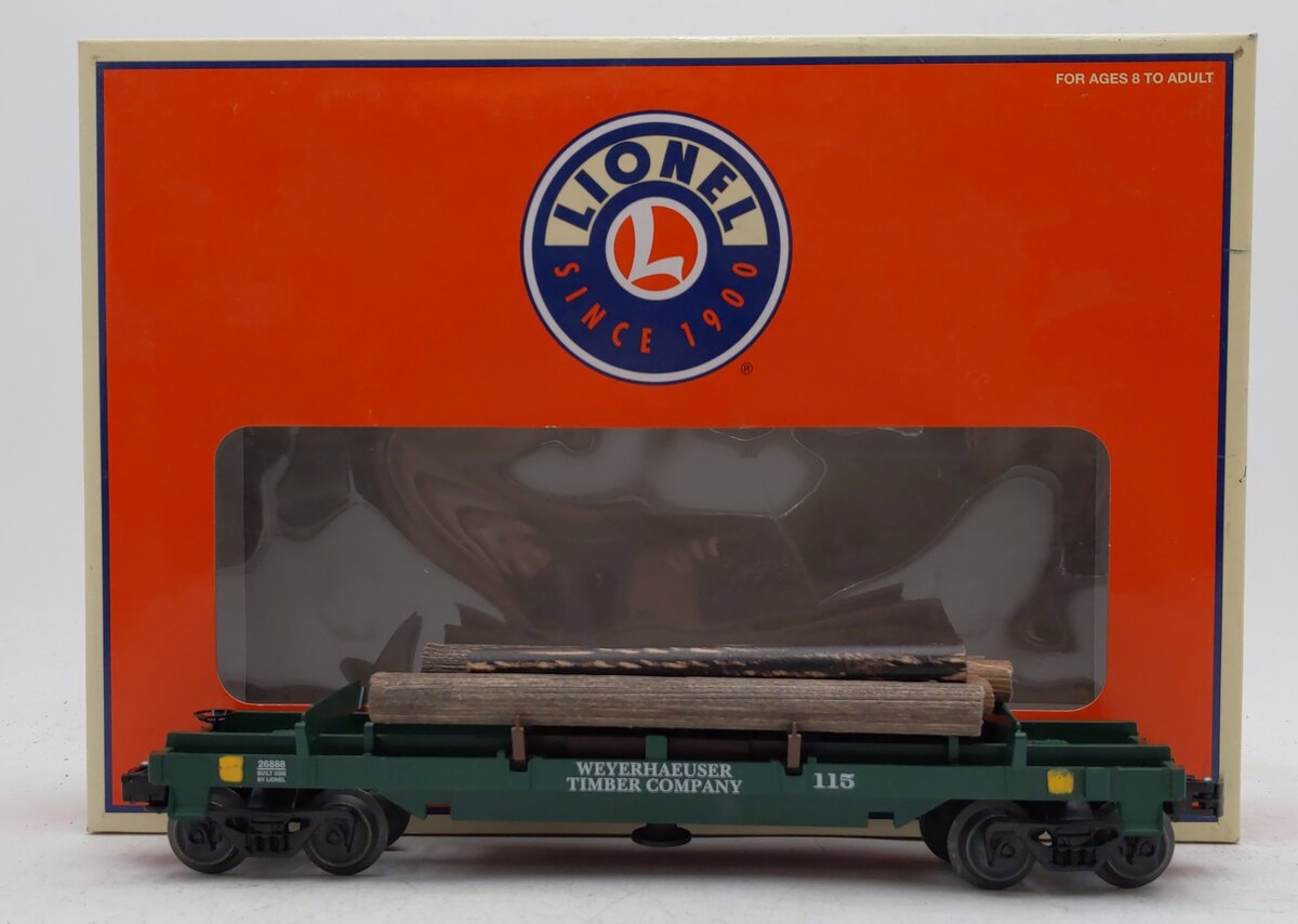 Lionel 6-26888 O Gauge Weyerhaeuser Log Dump Car #115 EX/Box