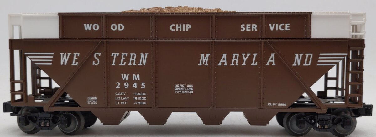 Lionel 6-82344 O Western Maryland Wood Chip Hopper #2945 VG/Box