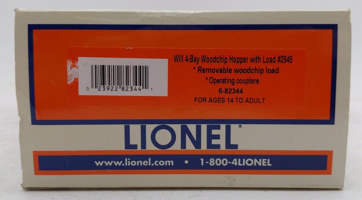 Lionel 6-82344 O Western Maryland Wood Chip Hopper #2945 VG/Box