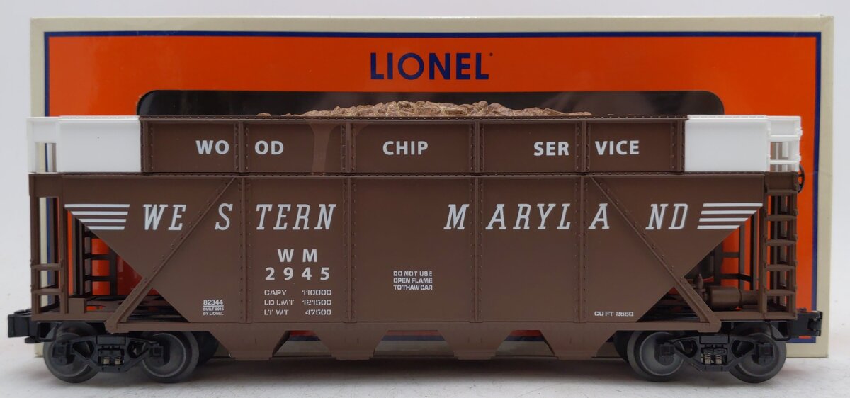 Lionel 6-82344 O Western Maryland Wood Chip Hopper #2945 VG/Box