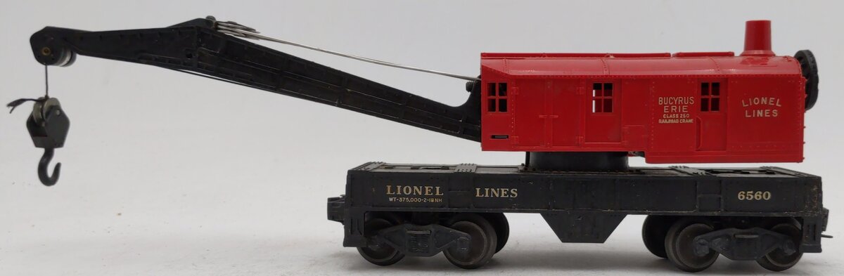 Lionel 6560 Vintage O Lionel Lines Bucyrus Erie Crane Car - Red Cab